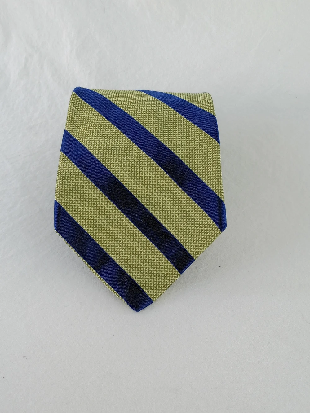 Vintage Express Tie Blue Olive Green Diagonal Stripe Repp Italian Silk Made USA